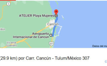 distancia del aeropuerto de cancun al Hotel Atelier Playa Mujeres