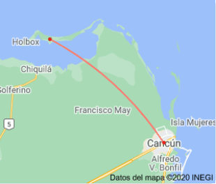 A que distancia esta Isla Holbox de Cancún