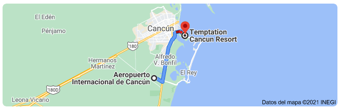 distancia del aeropuerto de Cancún al emptation Cancún Resort