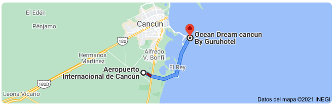 distancia del aeropuerto de Cancún al hotel Beach Dream Sunrise